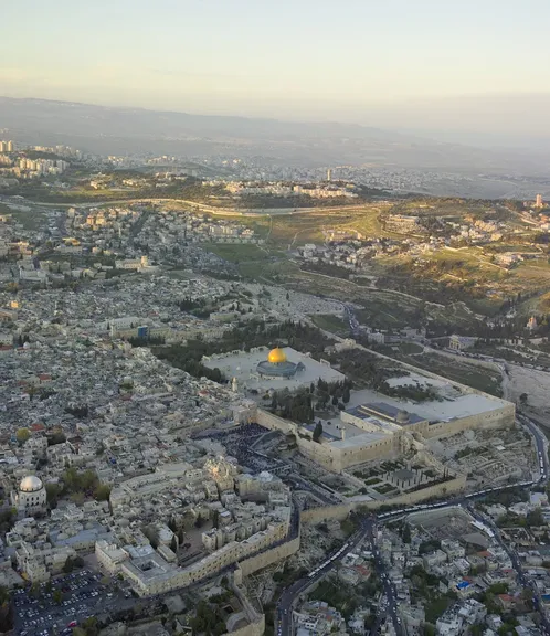 Vista aérea de la explanada del Monte del Templo en Jerusalén