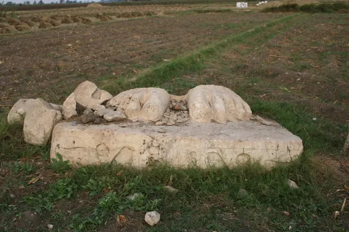 Estatua colosal real hallada en Qantir, sitio de Pi-Ramsés