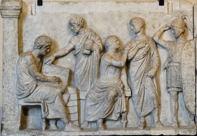 Escena de censo romano en el altar de Domicio Enobarbo, Museo del Louvre