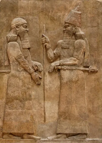 Relieve de Sargón II y un dignatario, del palacio de Dur Sharrukin
