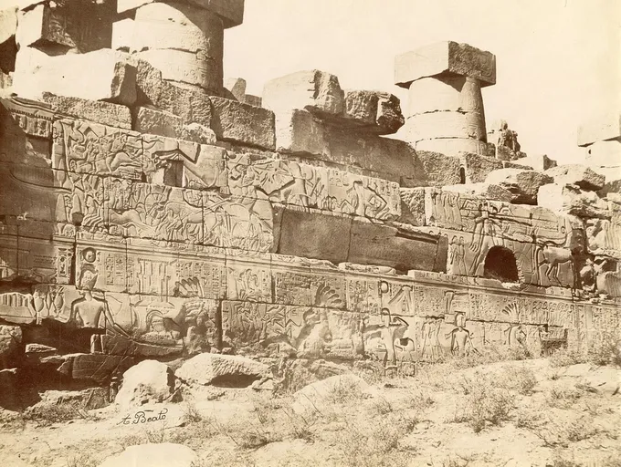 Seti I regresa de su primera campaña victoriosa, relieve de Karnak