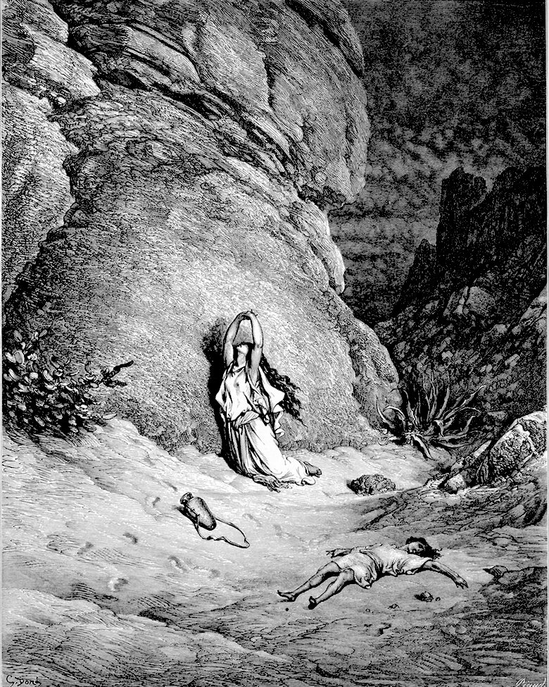 Agar e Ismael en el desierto