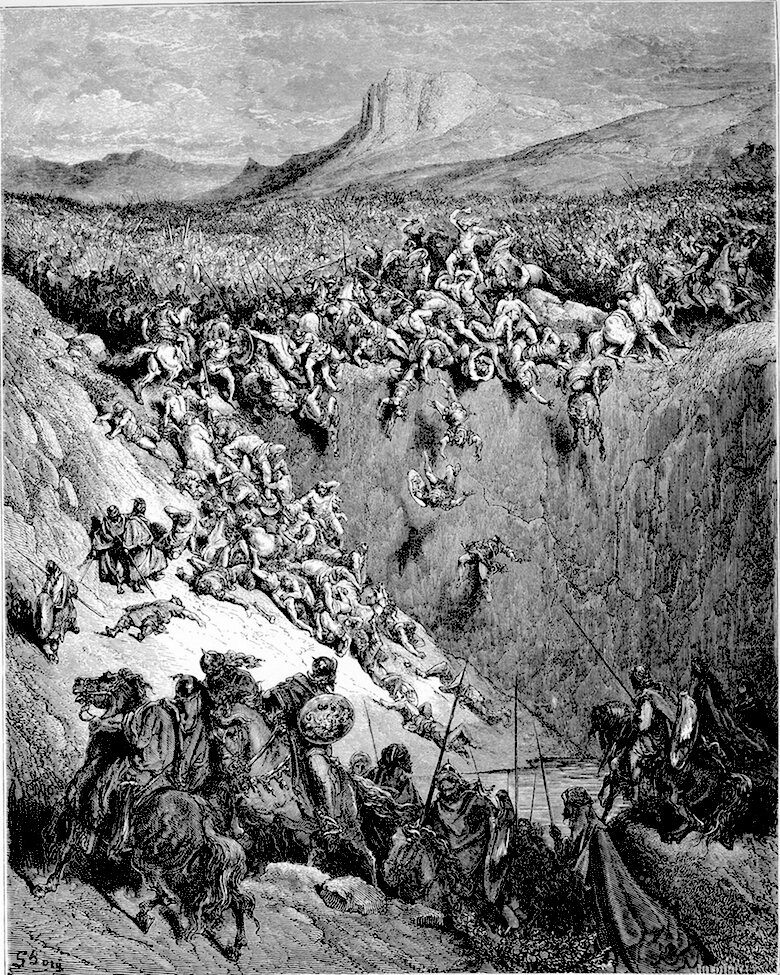 Sansón derriba a los filisteos con la quijada de asno